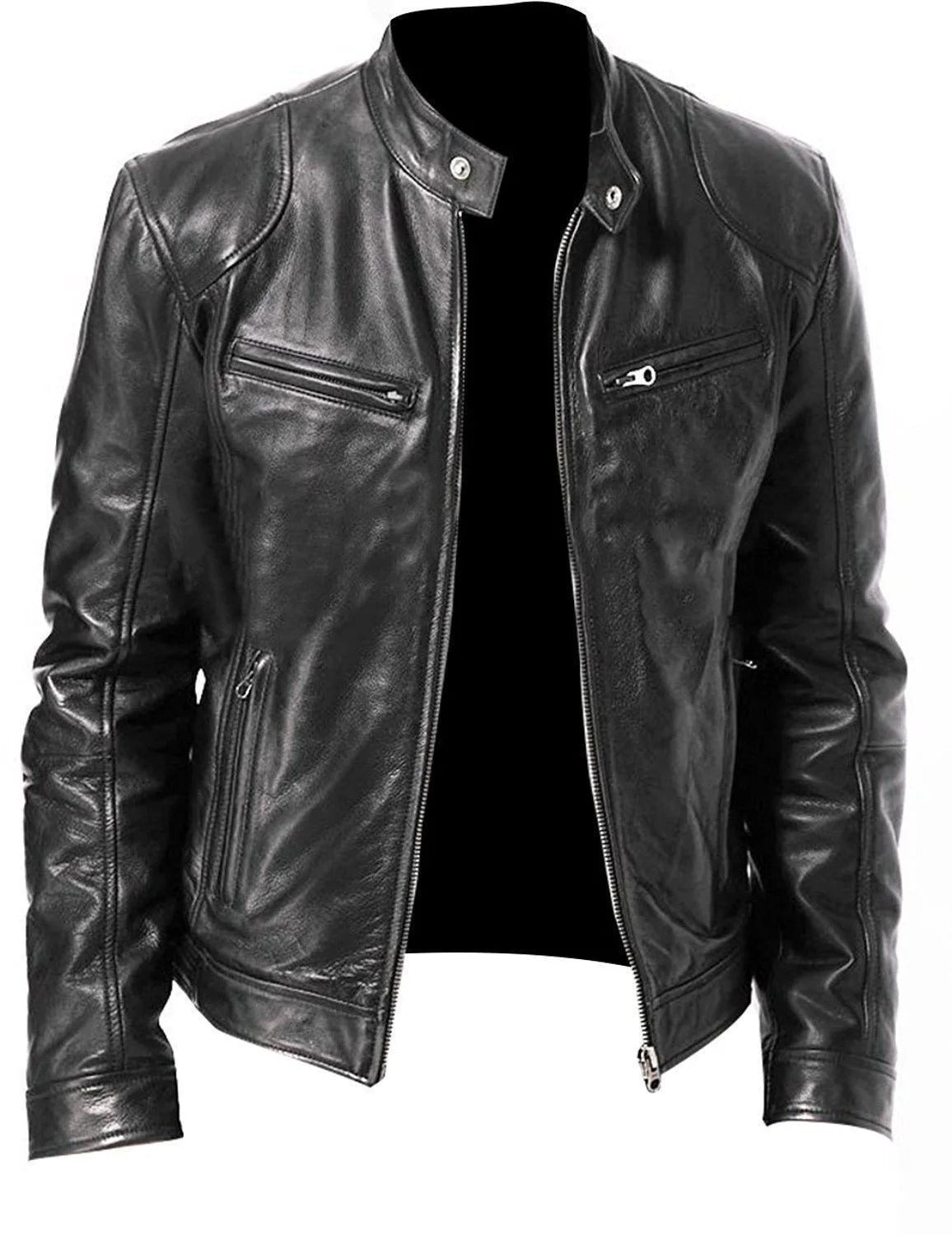 Relaxed Fit Mens Vegan Leather Jacket