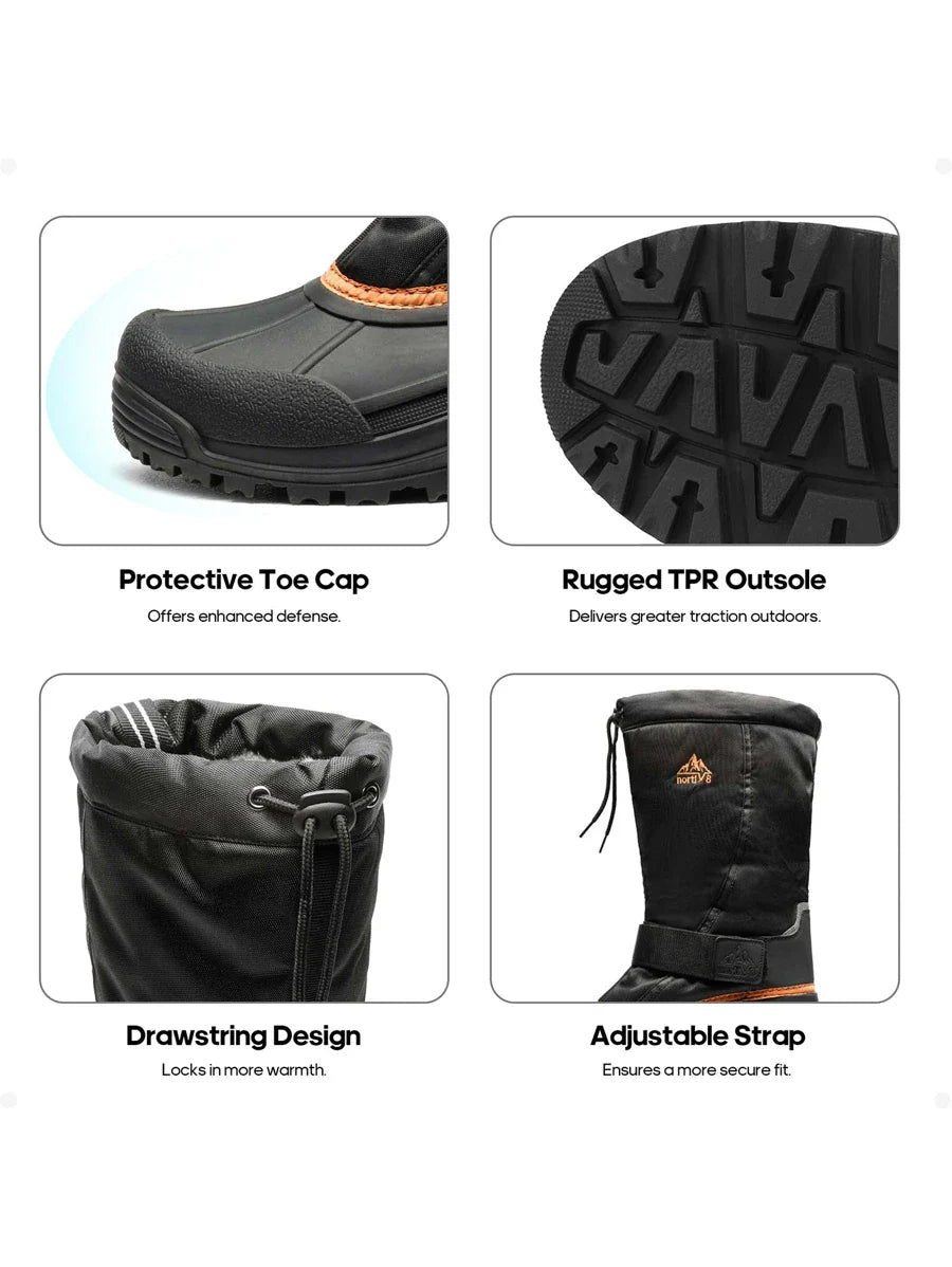 VogeLuxe | Men’s Tall Rugged Winter Snow Boots with Strap and Drawstring