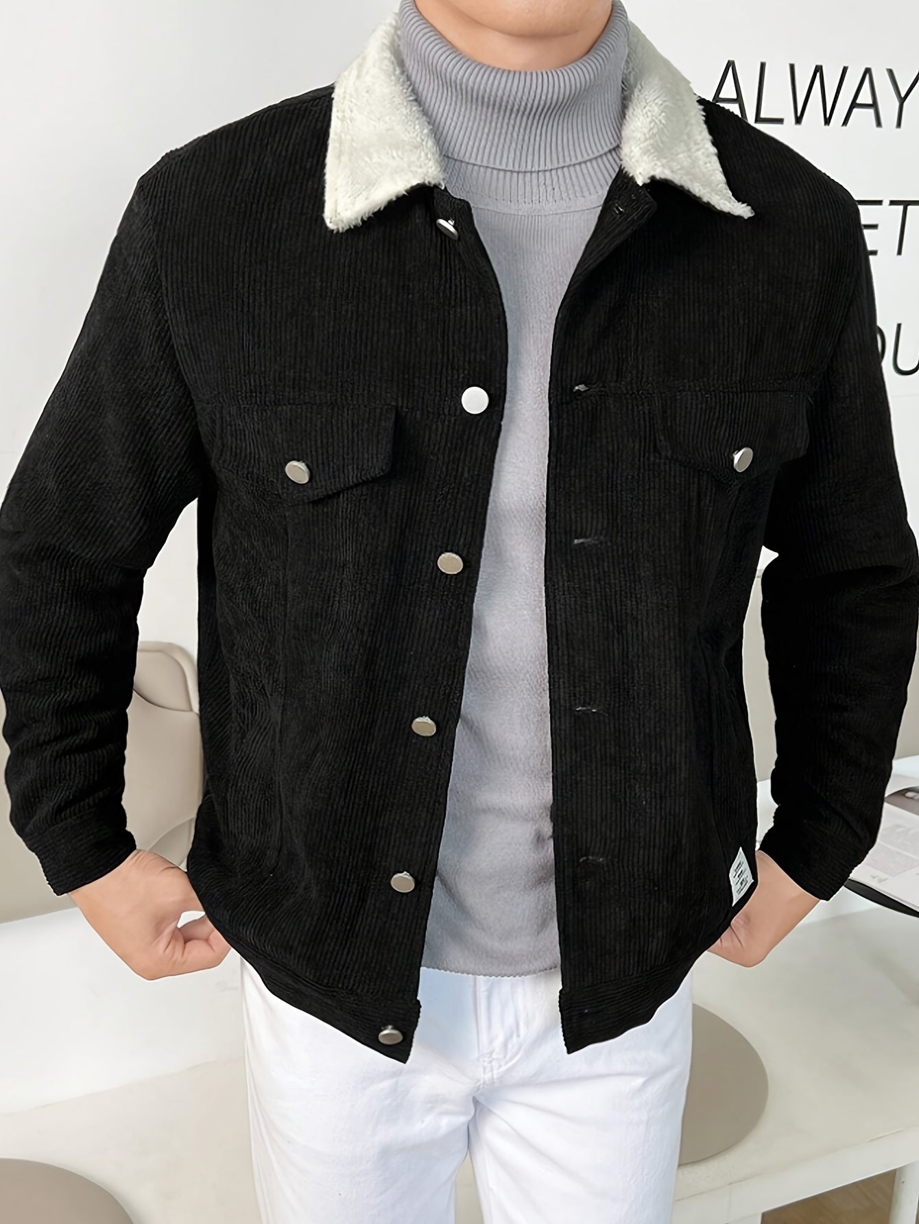 Cozy Fleece Lined Mens Winter Jacket with Sherpa Hood - VogeLuxe