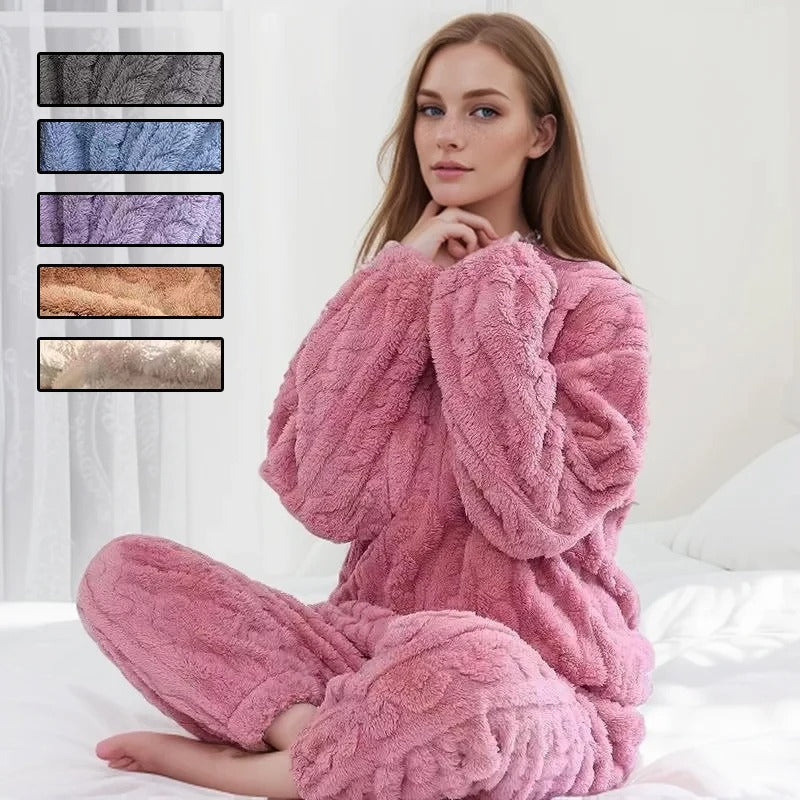 Cozy Women's Plush Winter Sleepwear Set - VogeLuxe