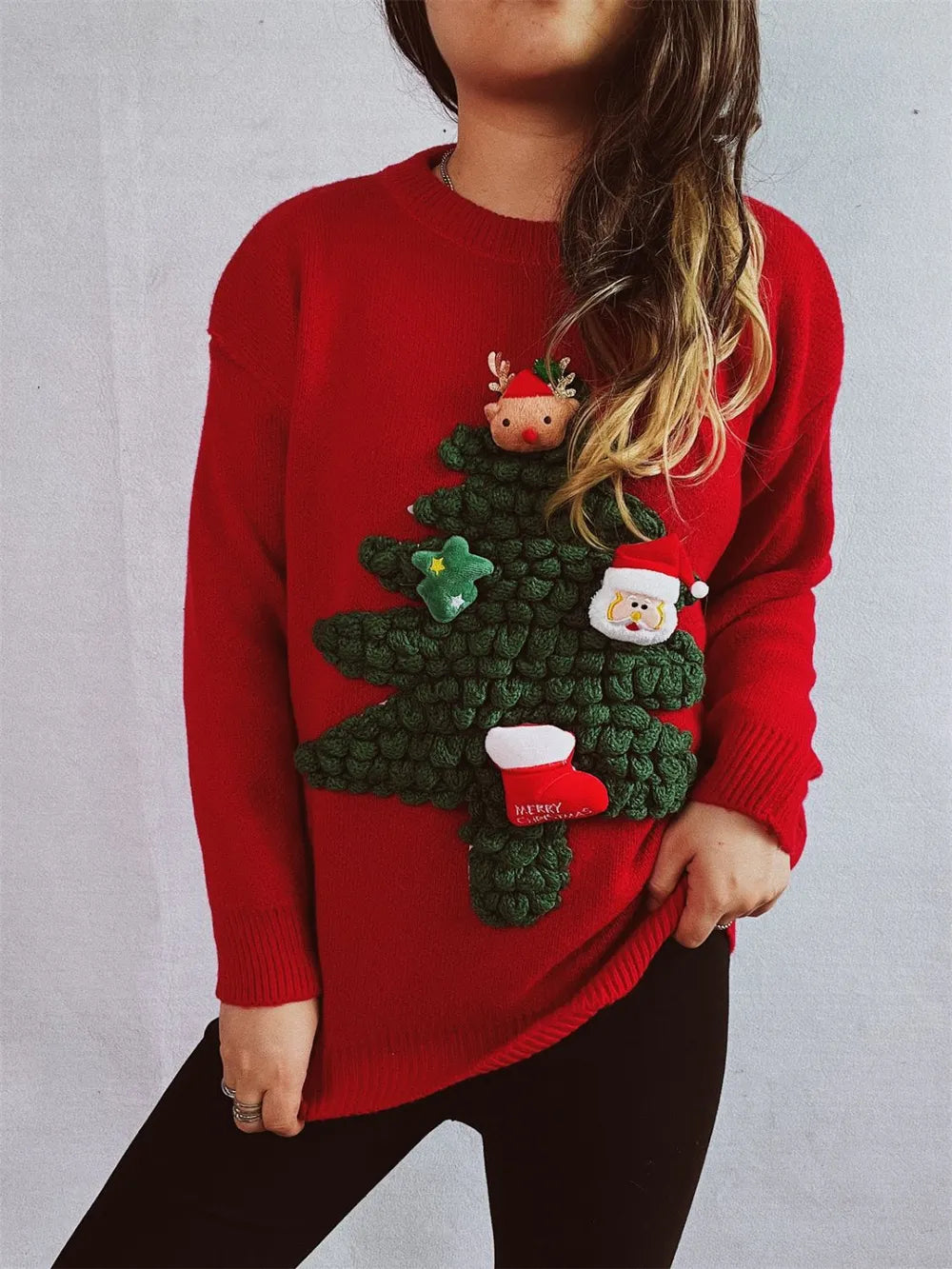 Festive Holiday Crew Neck Winter Sweater - VogeLuxe
