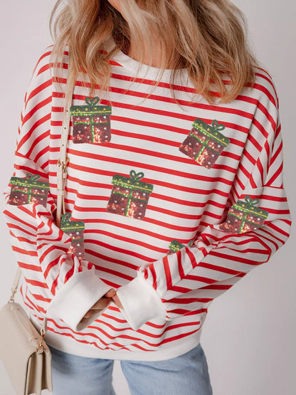 Glittery Holiday Crew Neck Sweater