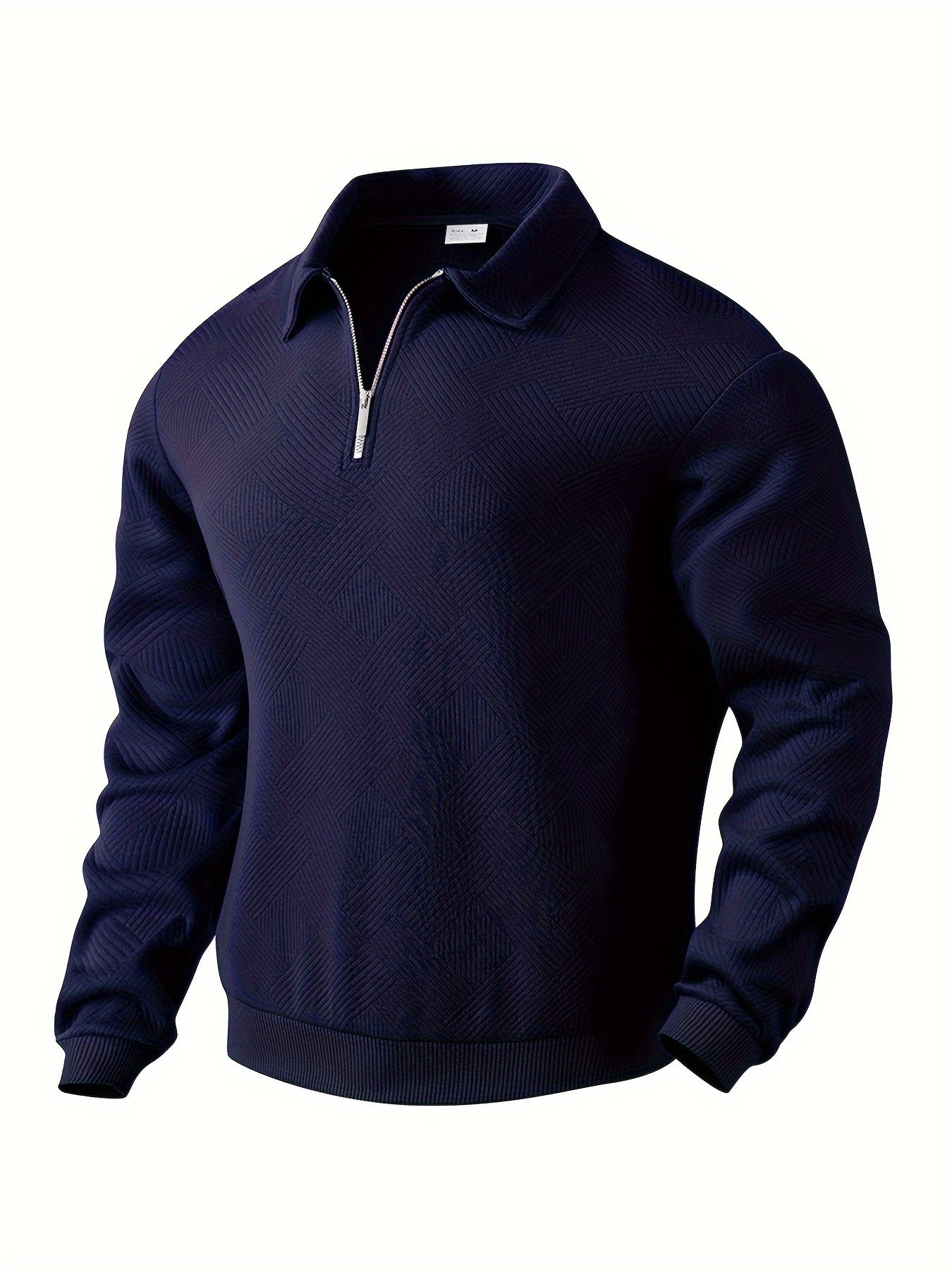Warm Men's Quarter Zip Sweater with Geometric Design