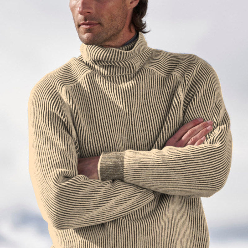 Cozy Striped Crew Neck Winter Knit Sweater
