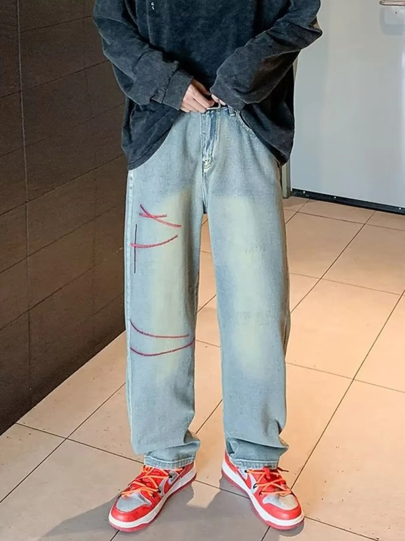 Relaxed Fit Wide Leg Jeans for Men Plus Size - VogeLuxe