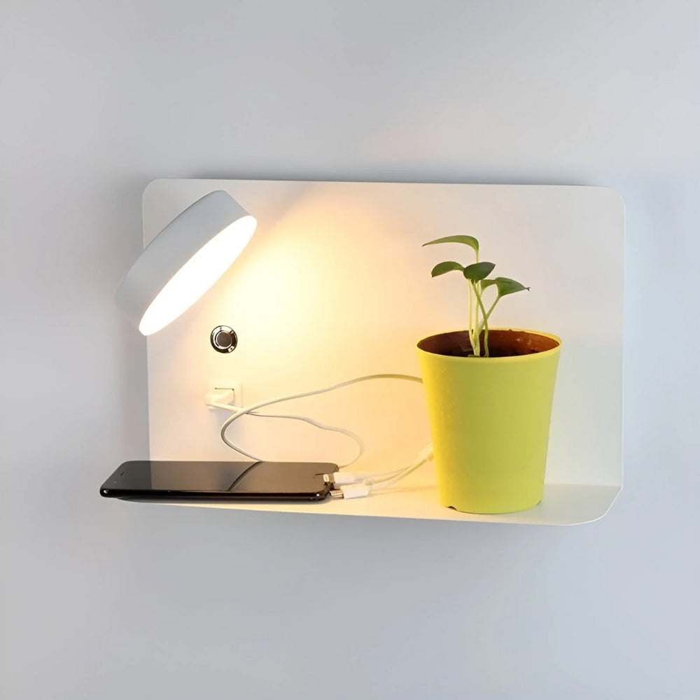 LED Wall Light with USB Charger and Shelf Mount - VogeLuxe