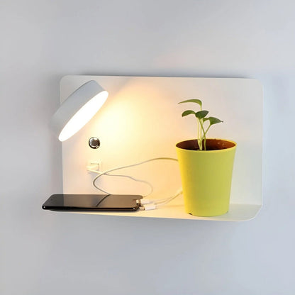 LED Wall Light with USB Charger and Shelf Mount - VogeLuxe