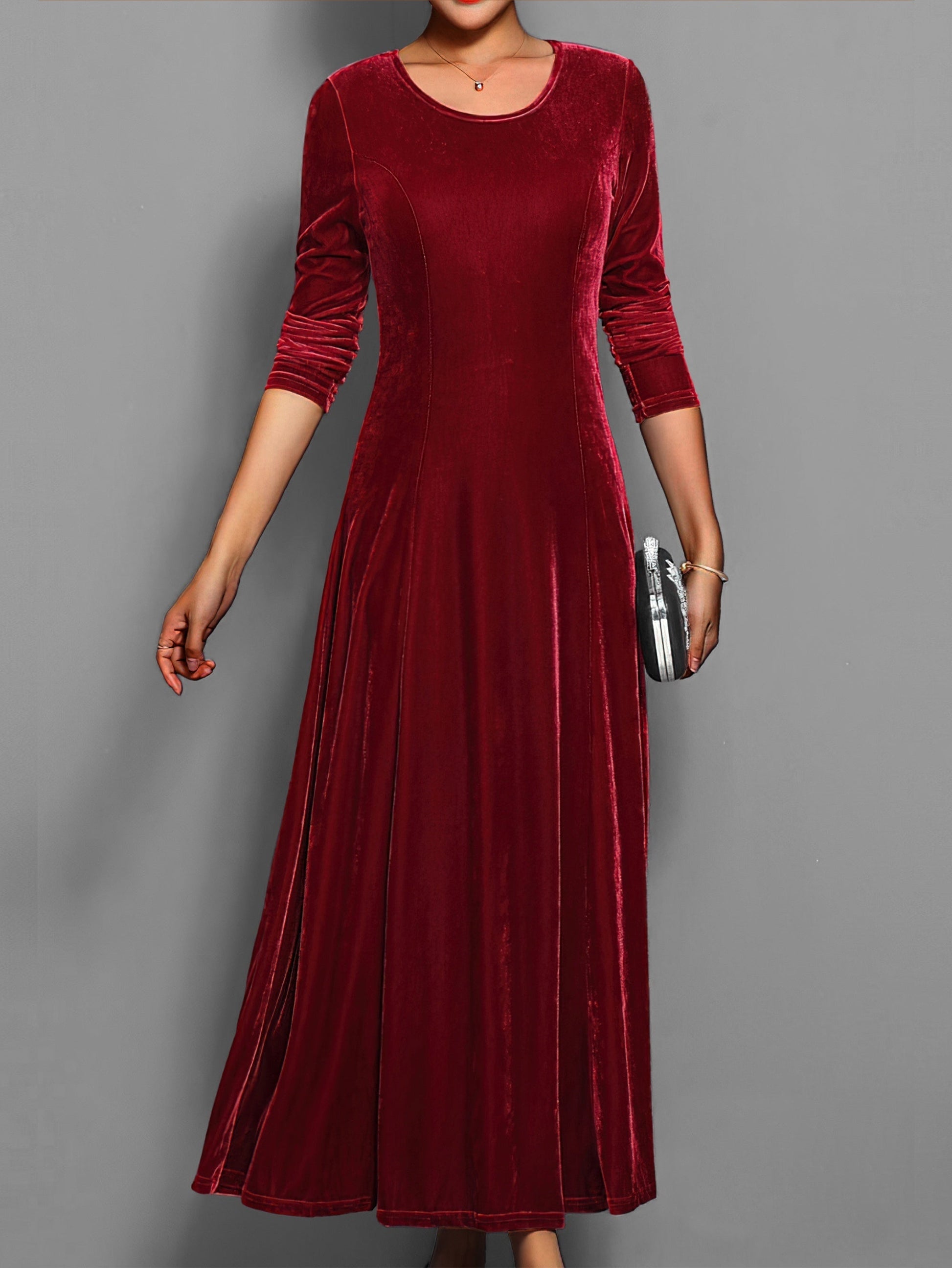 Elegant Simple Chic Knee Length Crew Neck Dress for Women - VogeLuxe