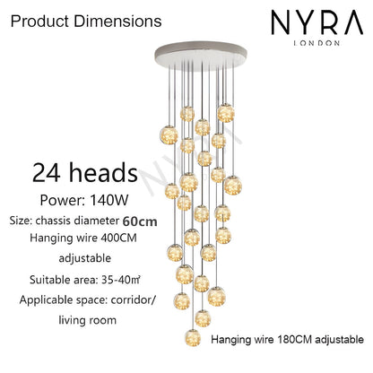Luxury Crystal Staircase Pendant Light Fixture