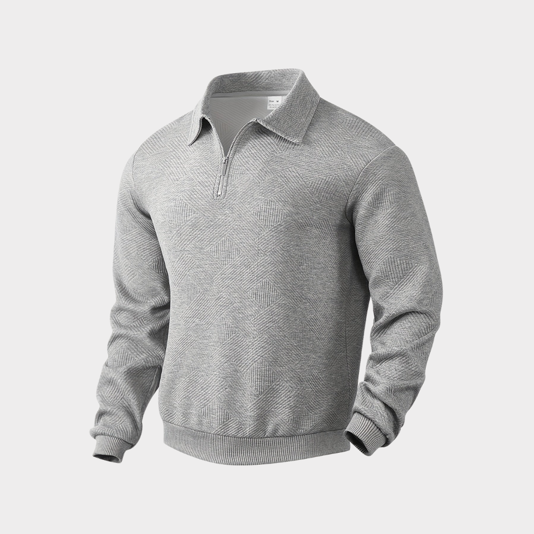 VogeLuxe | Men’s Quarter Zip Textured Knit Pullover