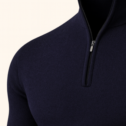 VogeLuxe | Men’s Solid Quarter Zip Stand Collar Pullover