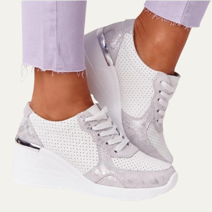 VogeLuxe | Women’s Platform Wedge Sneakers with Metallic Accents