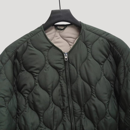 VogeLuxe | Women’s Wave Quilted Collarless Zip Jacket
