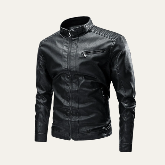 VogeLuxe | Men’s Fitted Leather Motorcycle Jacket