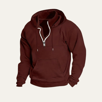 VogeLuxe | Men’s Utility Pocket Hooded Partial Zip Sweatshirt