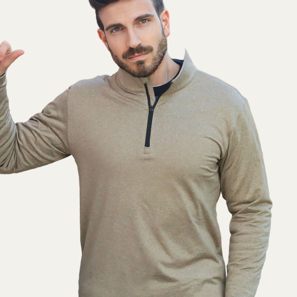 VogeLuxe | Men’s Technical Quarter Zip Stand Collar Shirt