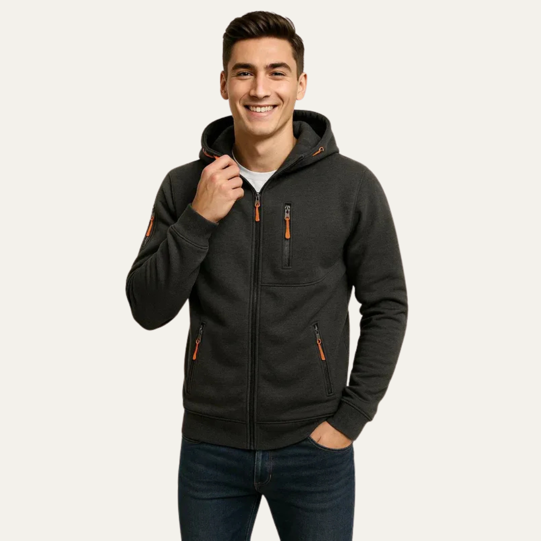 VogeLuxe | Men’s Sporty Full Zip Technical Hoodie