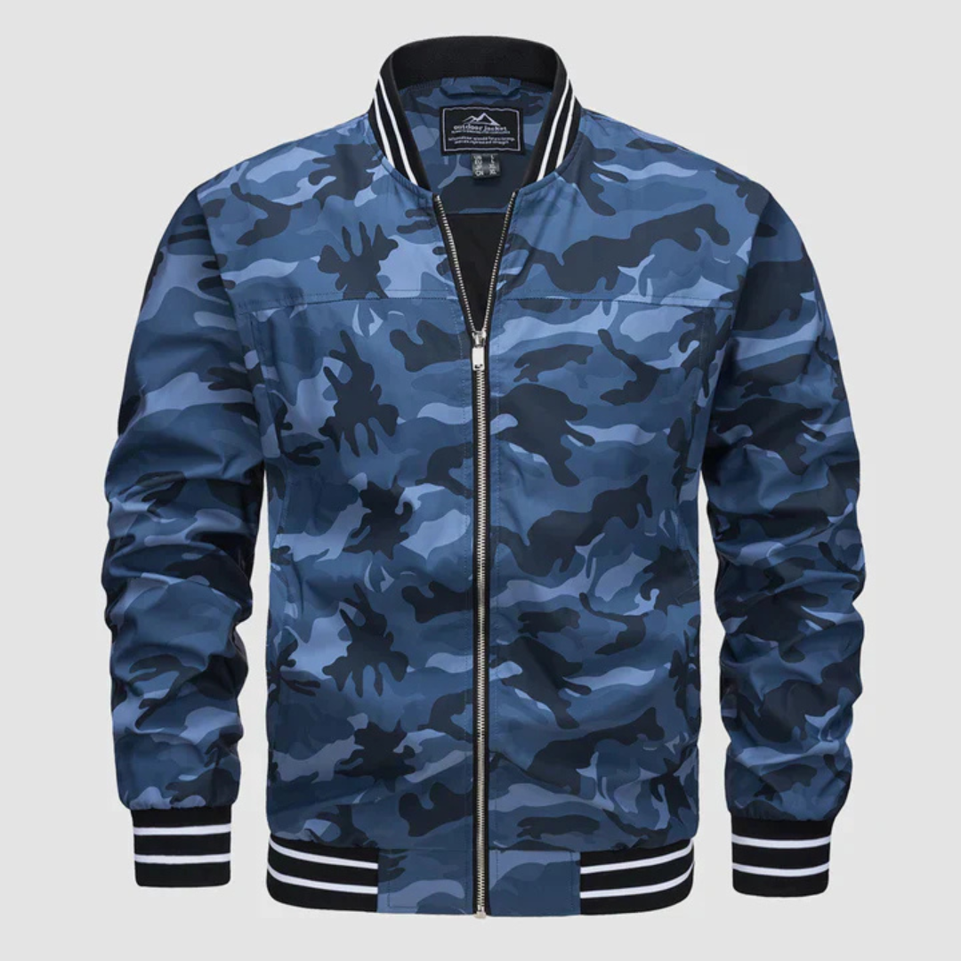 VogeLuxe | Men’s Classic Striped Trim Bomber Jacket