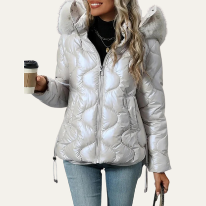 VogeLuxe | Women’s Metallic Quilted Puffer Jacket