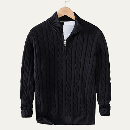 VogeLuxe | Men’s Textured Quarter Zipper Polo Sweater