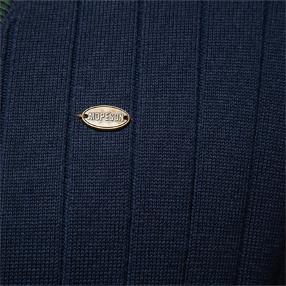VogeLuxe | Men’s V Neck Rib Knit Cardigan with Striped Trim