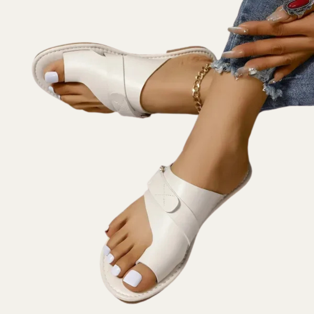 VogeLuxe | Women’s Minimalist Toe Loop Sandals with Asymmetrical Strap
