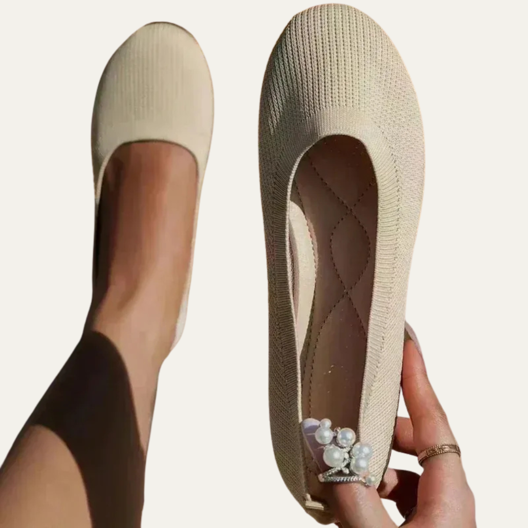 VogeLuxe | Women’s Breathable Knit Ballet Flats with Cushioned Insole