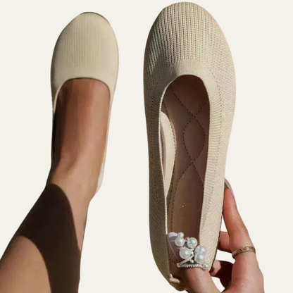 VogeLuxe | Women’s Breathable Knit Ballet Flats with Cushioned Insole