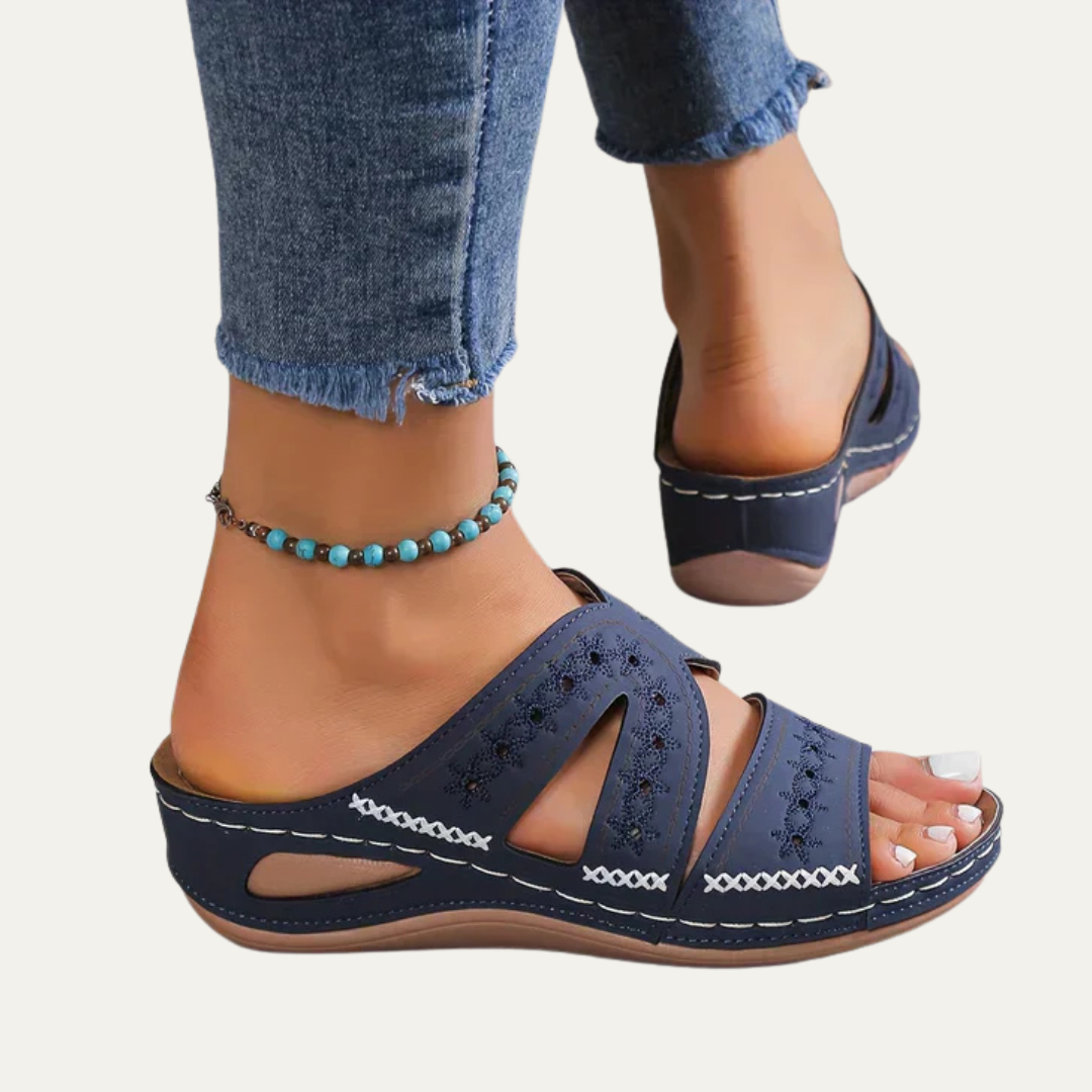 VogeLuxe | Women’s Casual Slip On Wedge Sandal with Contoured Footbed