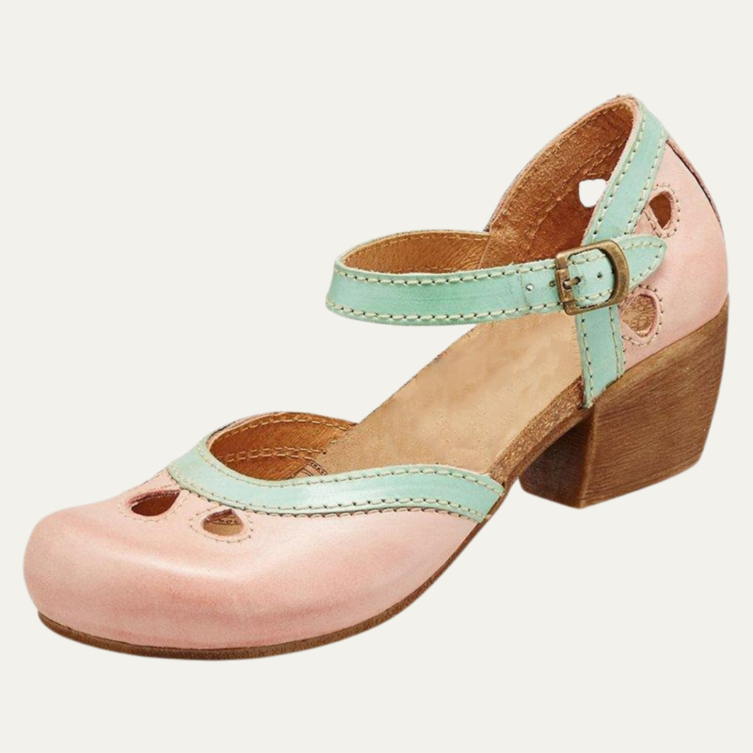VogeLuxe | Women’s Closed Toe Block Heel Pump with Cutout Toe Detail