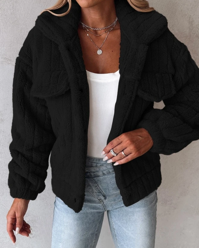 Soft Women's Fleece Button Down Coat