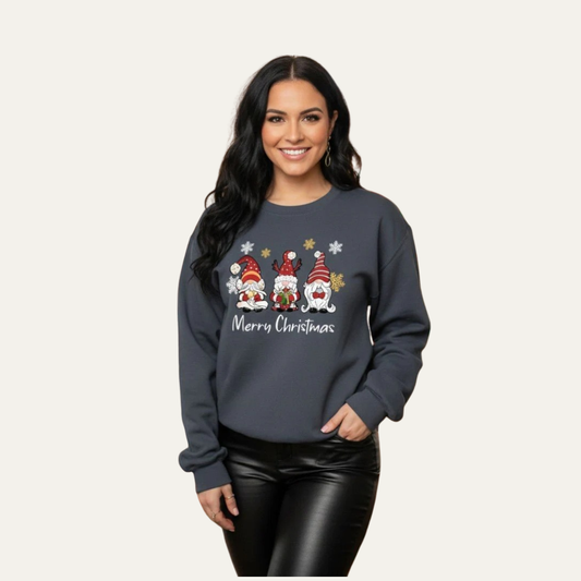 VogeLuxe | Women’s Merry Christmas Gnome Graphic Sweatshirt
