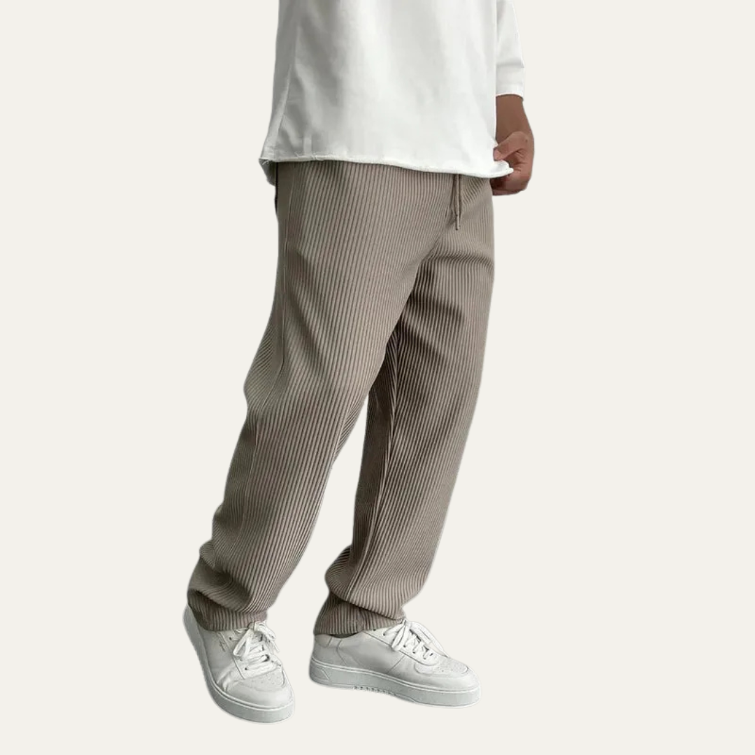 VogeLuxe | Men’s Wide Leg Rib Knit Lounge Trousers