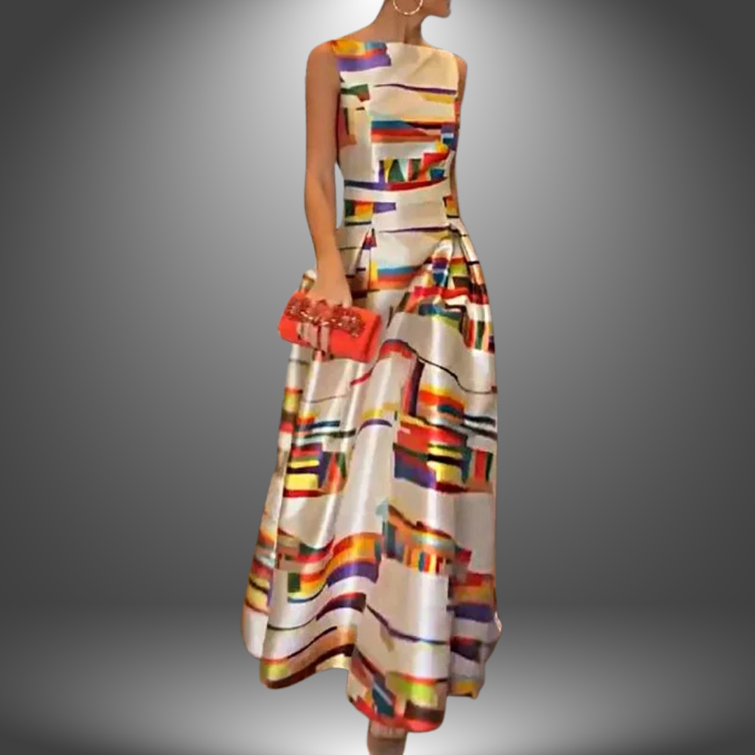 Bold Graphic Floral Long Maxi Dress - VogeLuxe