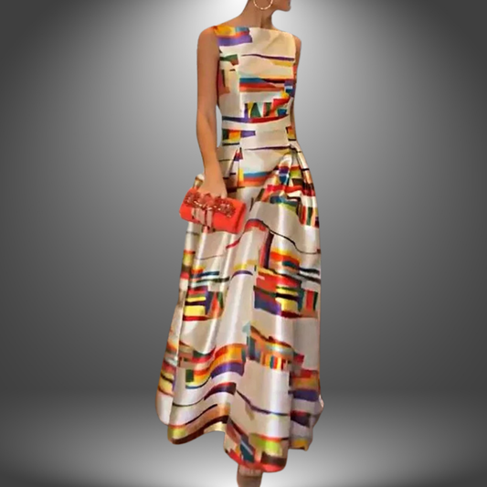 Bold Graphic Floral Long Maxi Dress - VogeLuxe