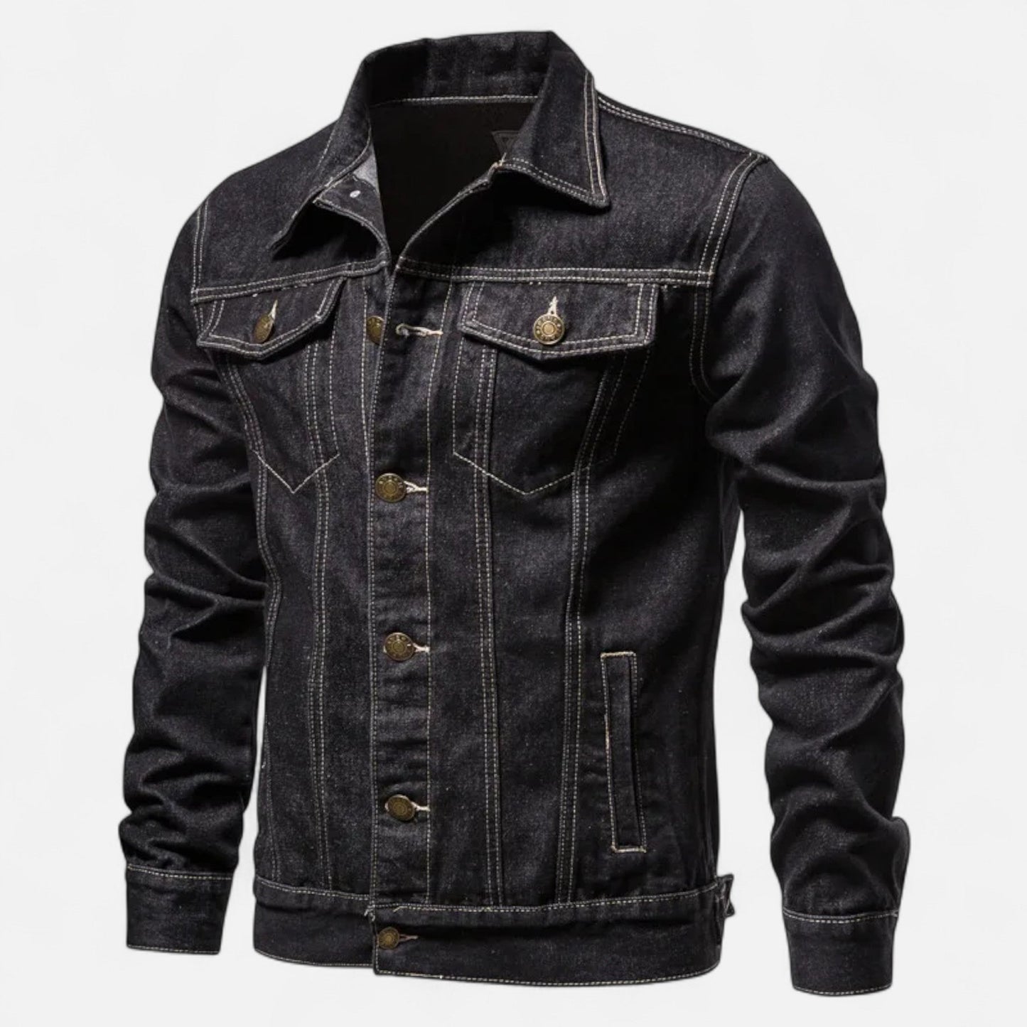 Classic Mens Denim Coat - Retro Fall Cotton Jacket