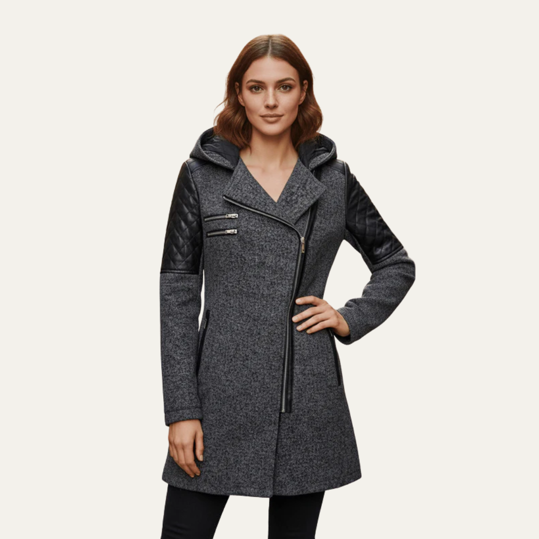 VogeLuxe | Women’s Mid-Length Moto Coat