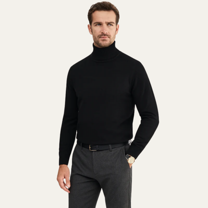 VogeLuxe | Men’s Smooth Knit Fitted Turtleneck Sweater