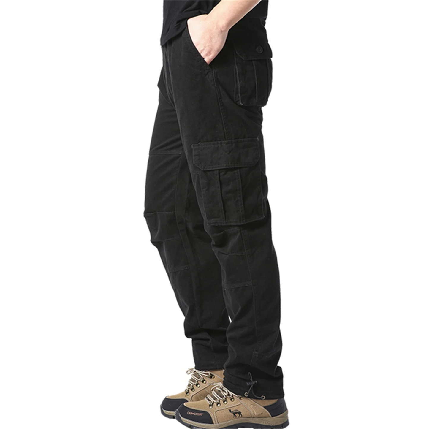 Relaxed Fit Cargo Pants for Men with Elastic Waist