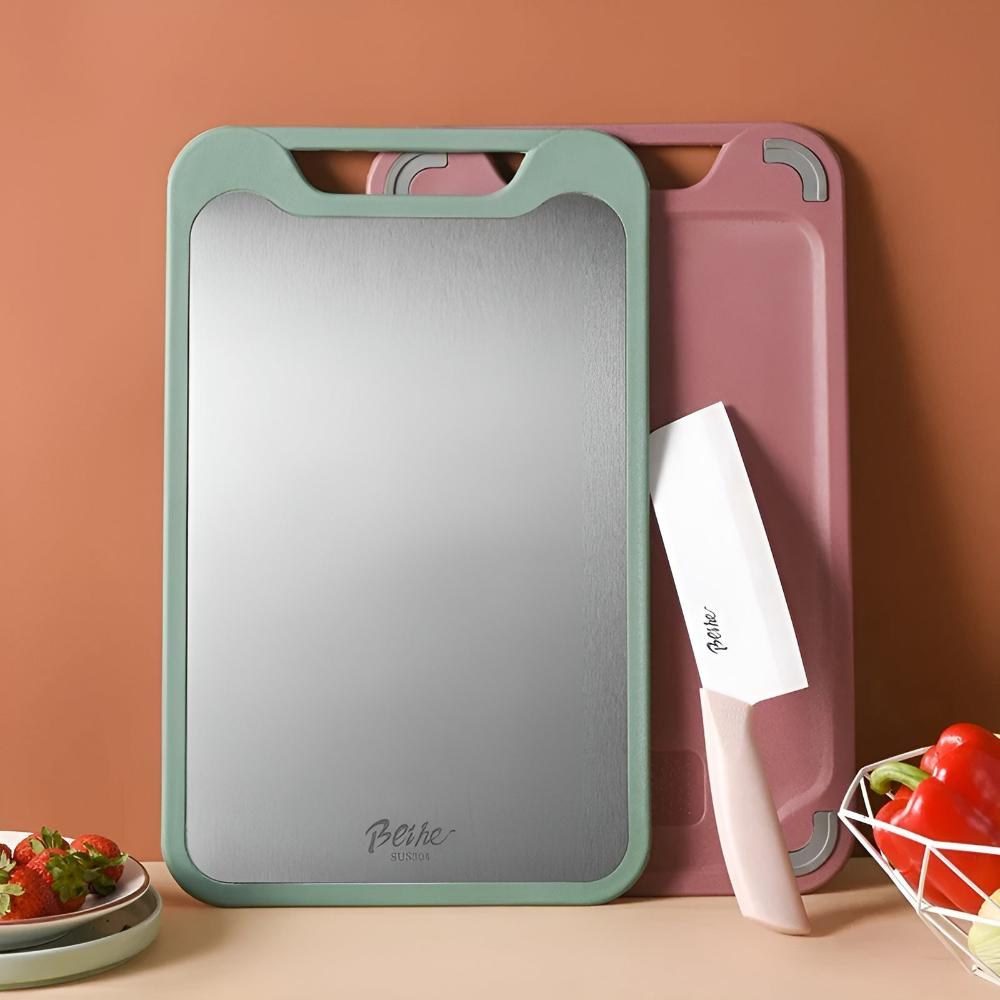 Premium Double Sided Stainless Steel Cutting Board - VogeLuxe
