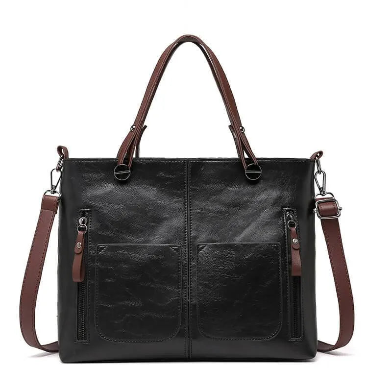 Rustic Scandinavian Genuine Leather Tote Bag