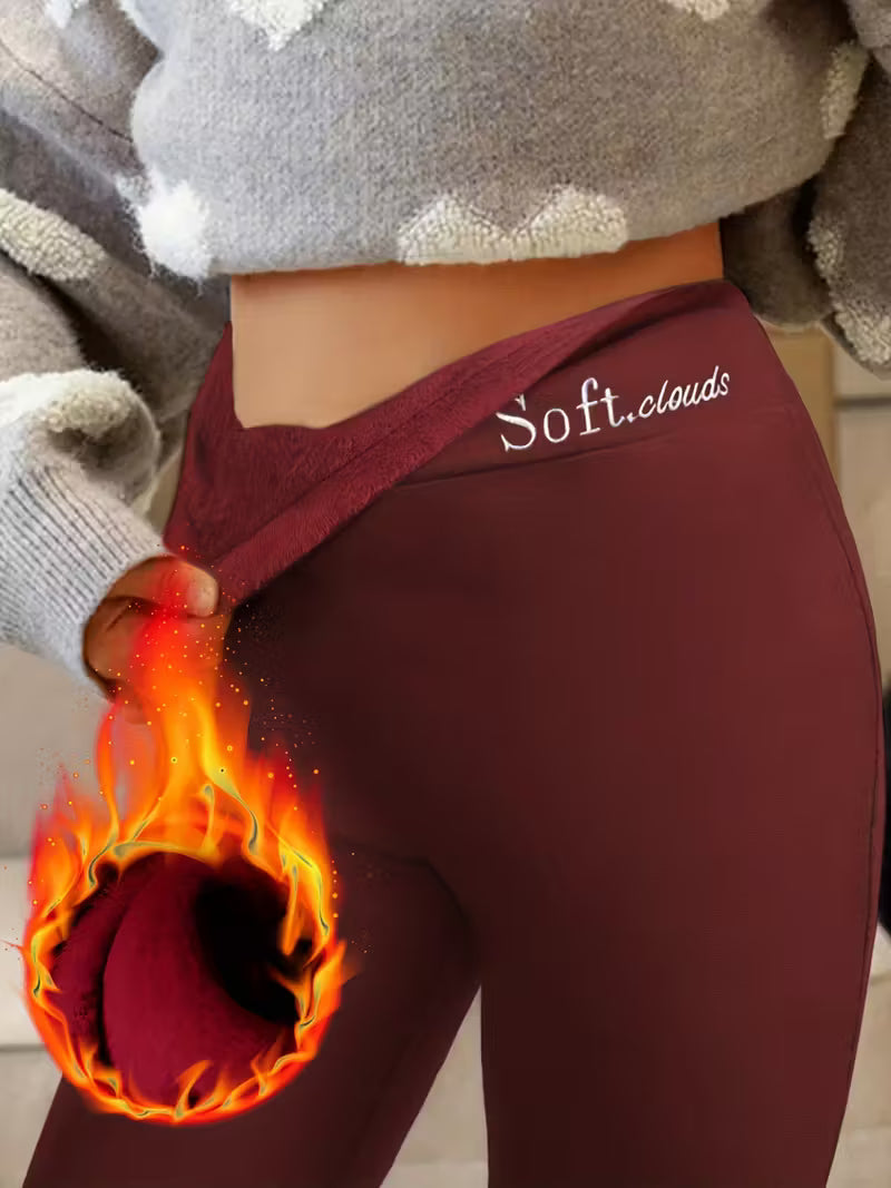 Soft High Waisted Thermal Leggings Warm Fleece Lined - VogeLuxe