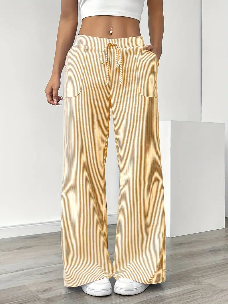 Stylish Stripe Trousers with Pockets in Fashion Colors - VogeLuxe