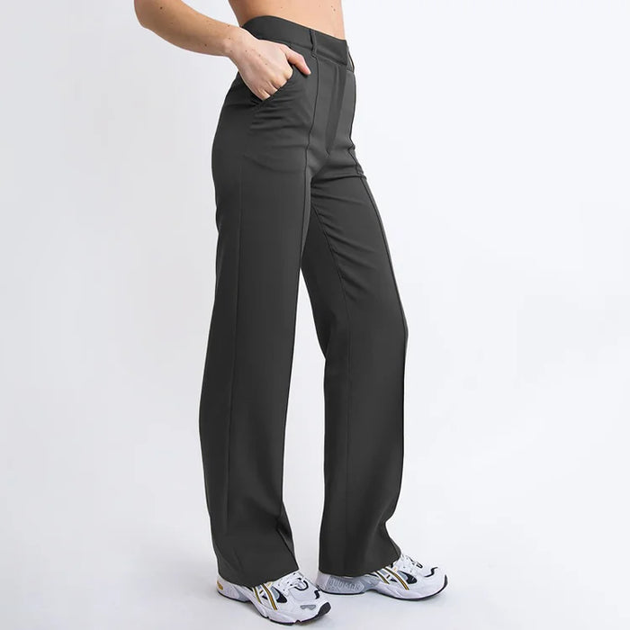 Classic High Waist Straight Leg Trousers for Women