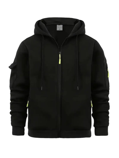 Practical Men's Zip Hoodie with Pockets and Adjustable Hood