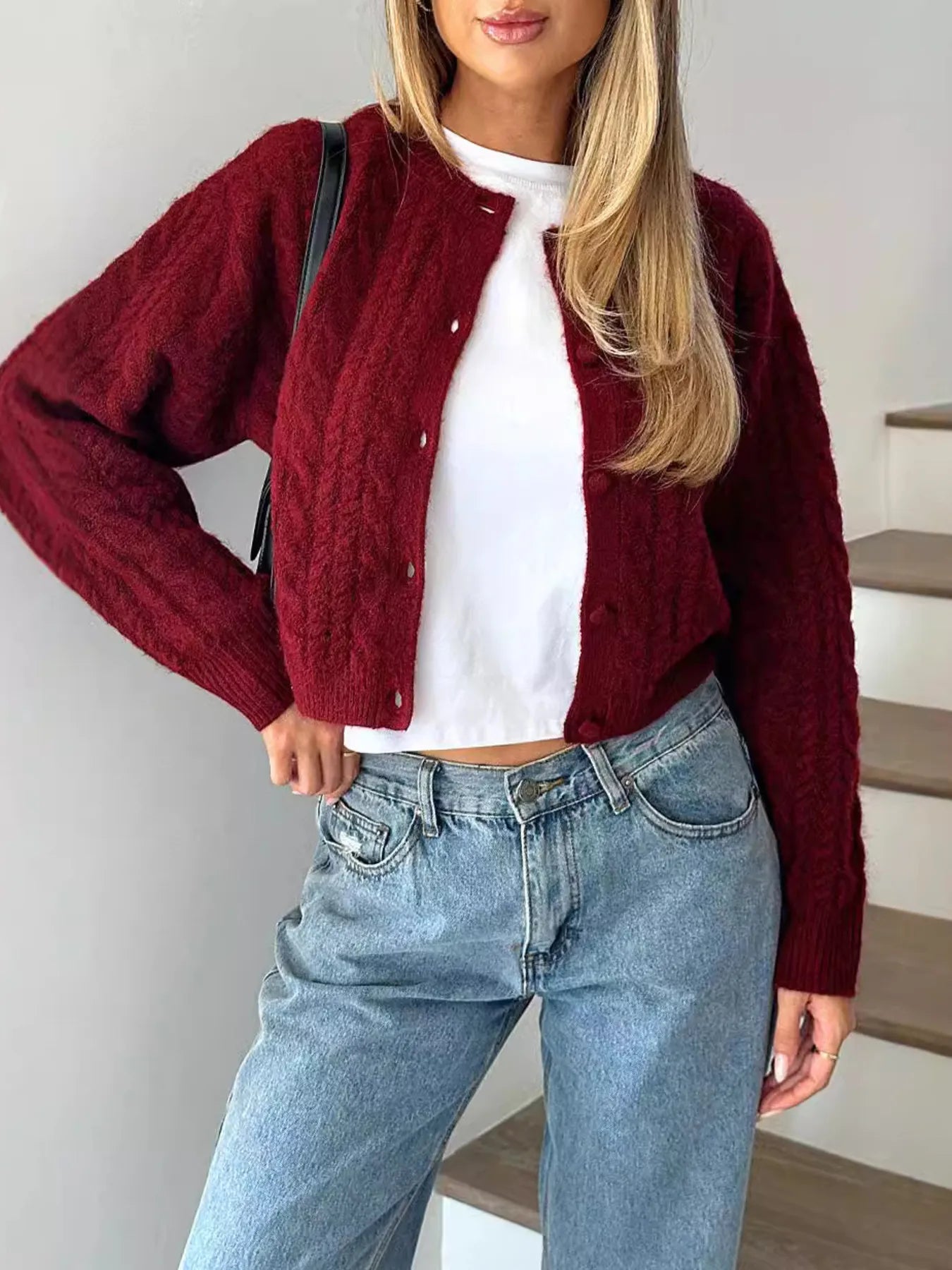 Cozy Textured Button Front Sweater - VogeLuxe