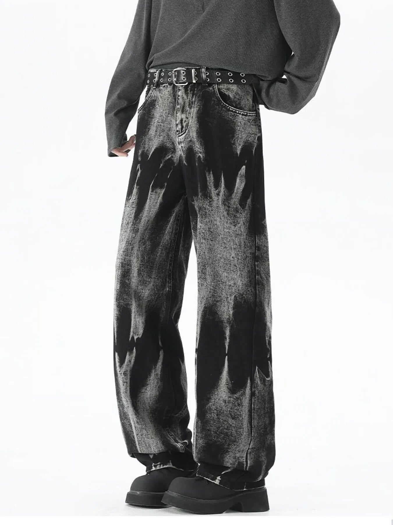 Relaxed Fit Large Size Faded Mens Jeans - VogeLuxe