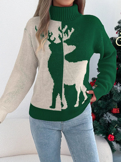Cozy Holiday Reindeer Crew Neck Sweater