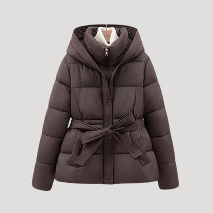 VogeLuxe | Women’s Belted Quilted Hooded Puffer Jacket