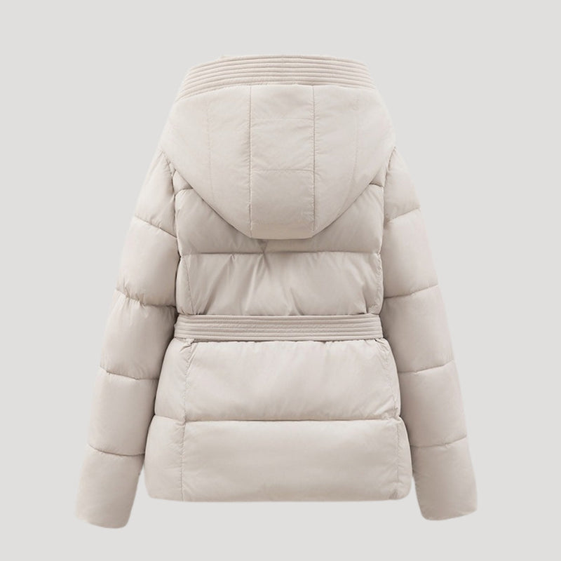 VogeLuxe | Women’s Belted Quilted Hooded Puffer Jacket